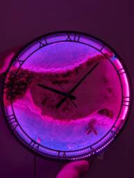 Led Wall Clock Resin Beach Art With Live Moss, Night Light Decor - thumbnail 1