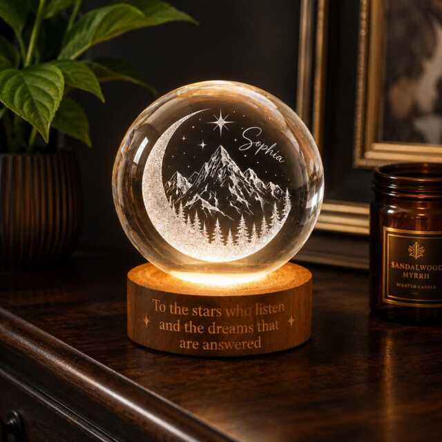 Custom To The Stars Who Listen Crystal Ball Night Light, Court Inspired, Book Lover Gift For Her, Velaris Lamp, City Starlight - image 1