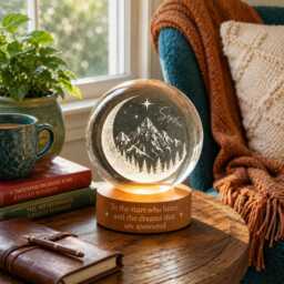 Custom To The Stars Who Listen Crystal Ball Night Light, Court Inspired, Book Lover Gift For Her, Velaris Lamp, City Starlight - thumbnail 4