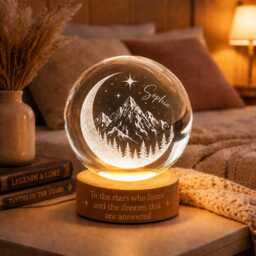 Custom To The Stars Who Listen Crystal Ball Night Light, Court Inspired, Book Lover Gift For Her, Velaris Lamp, City Starlight - thumbnail 3