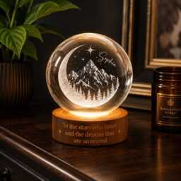Custom To The Stars Who Listen Crystal Ball Night Light, Court Inspired, Book Lover Gift For Her, Velaris Lamp, City Starlight - thumbnail 1
