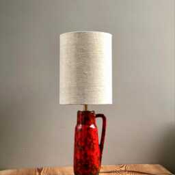 Table Lamp, West German Vase, Linen Lampshade. 43cm High. This Isn't A Mass-Produced Item Only One Was Made - thumbnail 2