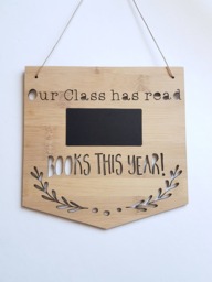 Our Class Has Read Books This Year Wooden Wall Hanging 19.5cm-School-Teacher-Wall Sign-Lasercut-Plaque-Children-Kids-Classroom