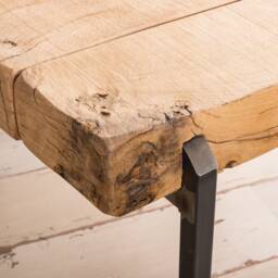 Pinch Coffee Table With Reclaimed Oak Slab Plank Top & Metal Frame. Industrial Design Thick Rustic Finish Wood Top. Hand Made Any Size - thumbnail 2