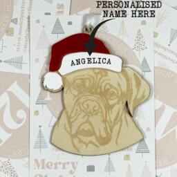 Personalised Pet Christmas Bauble/Ornament With Name - Dog Dogue De Bordeaux Cane Corso French Mastiff 065 Bauble - Decor - thumbnail 2
