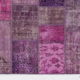 4' X 6' Pink, Lilac, Lavender & Purple Patchwork Rug, Handmade From Overdyed Turkish Rugs - thumbnail 3