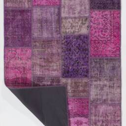 4' X 6' Pink, Lilac, Lavender & Purple Patchwork Rug, Handmade From Overdyed Turkish Rugs - thumbnail 2