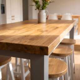 Huxley Solid Oak Top Kitchen Island/Breakfast Bar Grey Painted - thumbnail 2