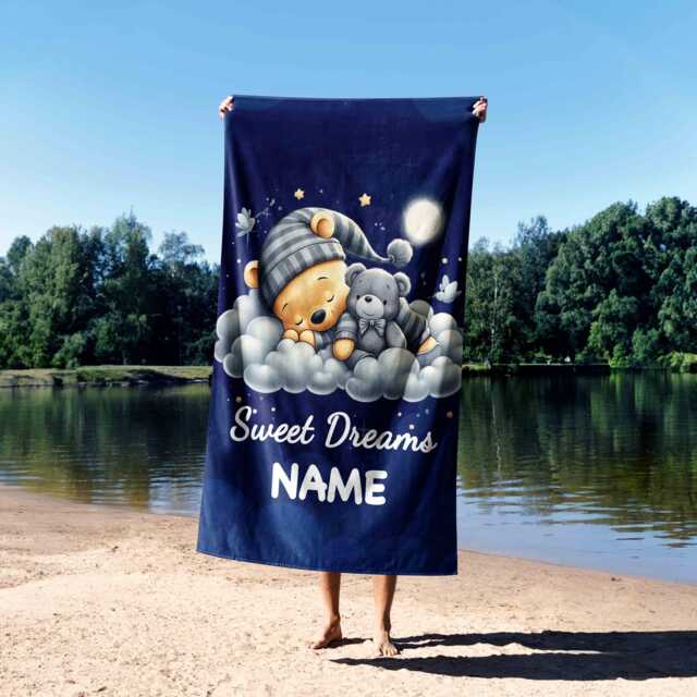 Personalised Sweet Dreams Towel - Custom Name Baby Bath Cute Nursery Accessory Soft Toddler Gift Adorable Bedtime Keepsake - image 1
