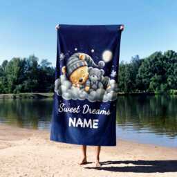 Personalised Sweet Dreams Towel - Custom Name Baby Bath Cute Nursery Accessory Soft Toddler Gift Adorable Bedtime Keepsake - thumbnail 1