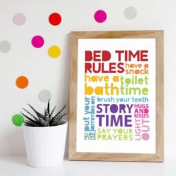 Girls Boys Nursery Prints, Bed Time Rules Print, Kids Routine Colourful Wall Art, Bedroom Decor, Rainbow Prints - thumbnail 3