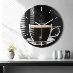 Black Coffee Glass Clock, Modern Wall Food Personalized Tempered Clock