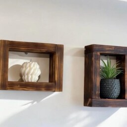 Rustic Floating Shelves Decor Small Wall Shelf Handmade Shelving Unit Minimalist Home & Gift - thumbnail 2