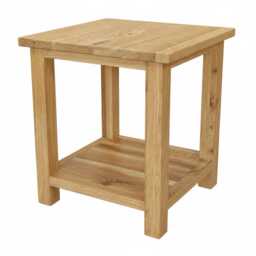 Solid Oak Side Table - Rustic Lamp With Shelf - Ready Assembled - thumbnail 2