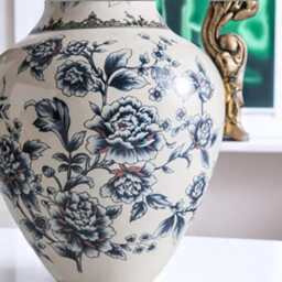 Blue Floral Ceramic Vase Vintage European-style Urn, 17 - thumbnail 3