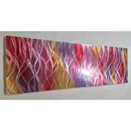 Abstract Metal Wall Art, Red Pink Purple Silver, - thumbnail 3