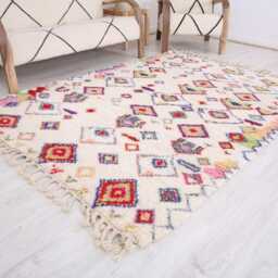Moroccan Rug, Beni Ouarain 5x7 Ft, Fabulous White&red Carpet - thumbnail 3