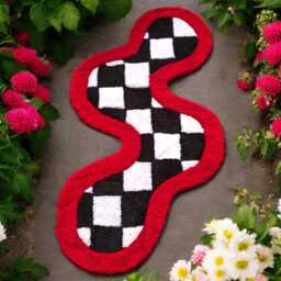 Red Check Carpet. Black & White Living Room Modern Bathroom Check Pattern Hallway Runner Christmas Gifts - thumbnail 3