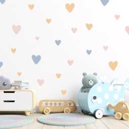 Pastel Heart Wall Decals Soft Blush, Blue, Peach Nursery Decor - 90 Pack - thumbnail 3