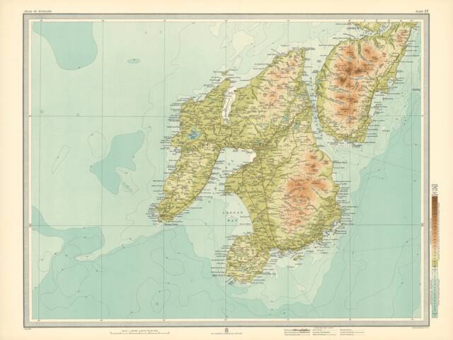 Isle Of Islay Map - Old Antique 1912 Bartholomew- Wall Print- Poster Art-Wall Art -Scottish Maps- Vintage Print - image 1