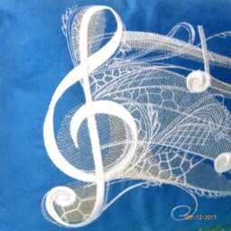 Blue Suede Embroidered Music Notes Pillow Cover - thumbnail 3