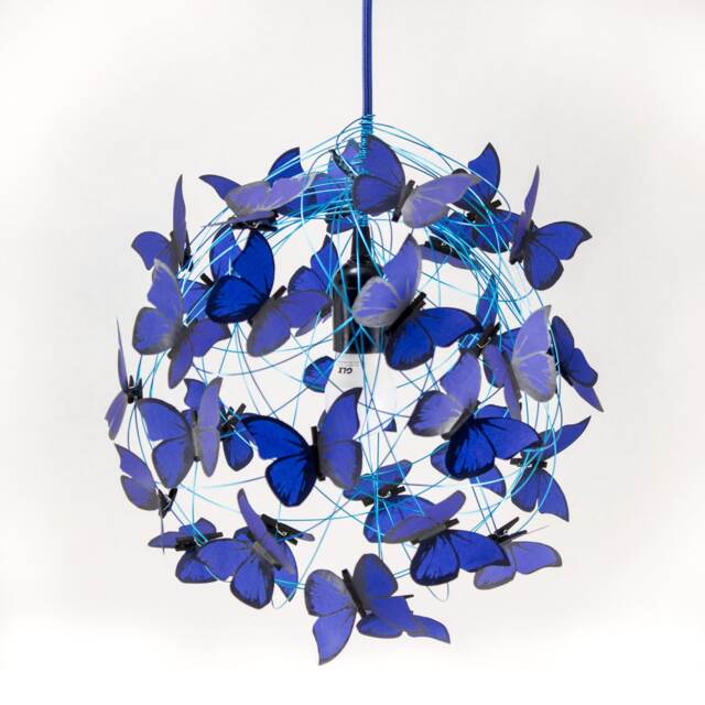 Blue Butterflies Chandelier, Fairy Lamp Art Fixture, Unique Home Lighting, Gift For Teenager - image 1