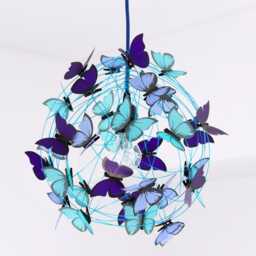 Blue Butterflies Chandelier, Fairy Lamp Art Fixture, Unique Home Lighting, Gift For Teenager - thumbnail 3