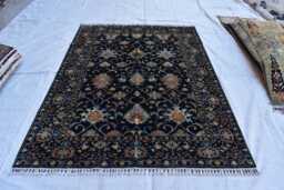 Handmade Afghan Wool Rug Traditional Turkmen Design - 6.8 X 4.11 Ft - thumbnail 1