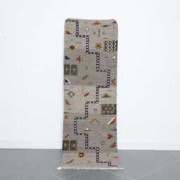 Gray Moroccan Kilim Runner Rug Handwoven Berber Wool Hallway Carpet - thumbnail 1