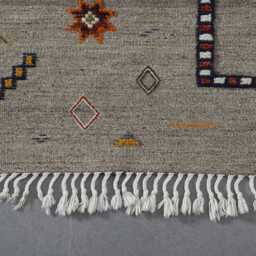 Gray Moroccan Kilim Runner Rug Handwoven Berber Wool Hallway Carpet - thumbnail 3
