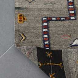 Gray Moroccan Kilim Runner Rug Handwoven Berber Wool Hallway Carpet - thumbnail 4