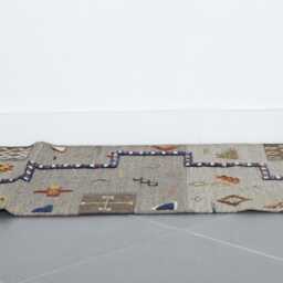 Gray Moroccan Kilim Runner Rug Handwoven Berber Wool Hallway Carpet - thumbnail 2