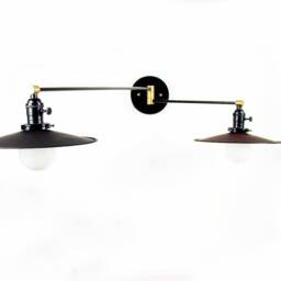 Double Swing Arm Industrial Wall Lamp Black Shades Light Kitchen Fixture Adjustable Lighting Dining Room Sconce - thumbnail 4