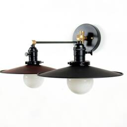 Double Swing Arm Industrial Wall Lamp Black Shades Light Kitchen Fixture Adjustable Lighting Dining Room Sconce - thumbnail 2