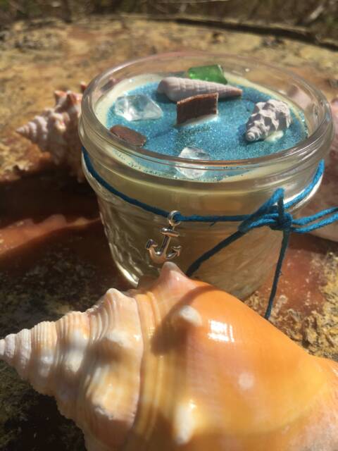 Njord Sea God Beeswax Candle Shells, Glass & Anchor Charm - image 1