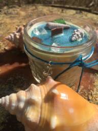Njord Sea God Beeswax Candle Shells, Glass & Anchor Charm - thumbnail 1
