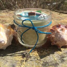 Njord Sea God Beeswax Candle Shells, Glass & Anchor Charm - thumbnail 2