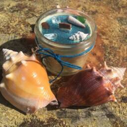 Njord Sea God Beeswax Candle Shells, Glass & Anchor Charm - thumbnail 3