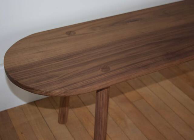 Solid America Black Walnut Bench With Rounded Ends & Ash Wedged Tenon Joints - image 1