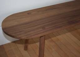 Solid America Black Walnut Bench With Rounded Ends & Ash Wedged Tenon Joints - thumbnail 1