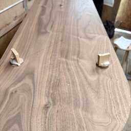Solid America Black Walnut Bench With Rounded Ends & Ash Wedged Tenon Joints - thumbnail 4