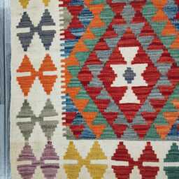 Runner Rug Classic, Handmade Artisan Afghan Turkish, Scandinavian, Navajo, Bohemian, Wool Flatweave Multicolour Kilim 203x76 cm - thumbnail 4