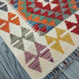 Runner Rug Classic, Handmade Artisan Afghan Turkish, Scandinavian, Navajo, Bohemian, Wool Flatweave Multicolour Kilim 203x76 cm - thumbnail 2