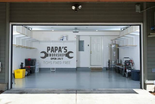 Papa's Workshop Open 24/7 Toys Fixed Free. Vinyl Wall Decal. Garage - image 1