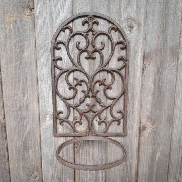 Cast Iron Wall Pot Holder Outdoor Garden Planter Stand Ornament Decoration 31cm - image 1