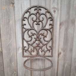 Cast Iron Wall Pot Holder Outdoor Garden Planter Stand Ornament Decoration 31cm - thumbnail 1