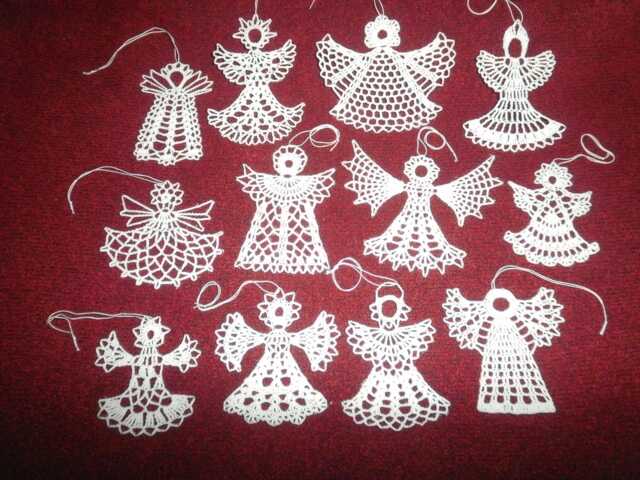 12 Christmas Angels Crochet Winter Decor Snowflakes Ornaments White Angel Cotton Home Holiday Of Fir-Tree - image 1