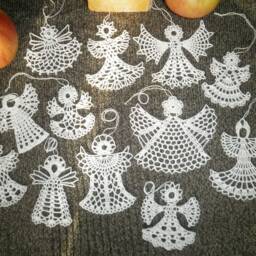 12 Christmas Angels Crochet Winter Decor Snowflakes Ornaments White Angel Cotton Home Holiday Of Fir-Tree - thumbnail 4