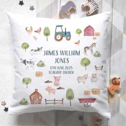 Personalized Christening Cushion Jungle Animals, Baptism Gift For Boys - thumbnail 2