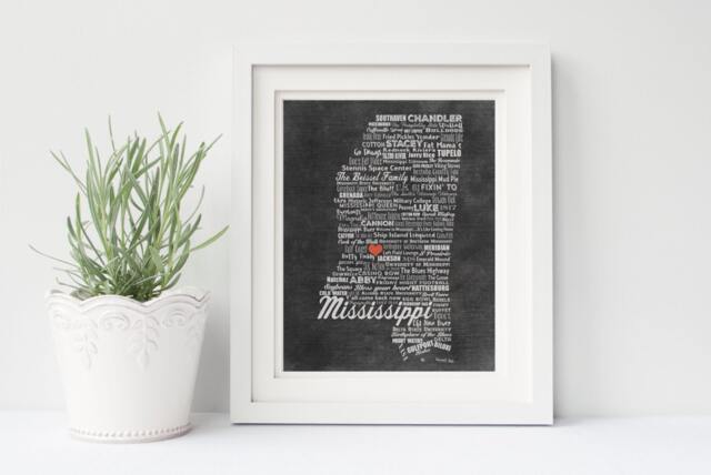 Mississippi State Sign - Personalized -Family Name Mississippi Gift Artwork Wall Decor Ole Miss - image 1